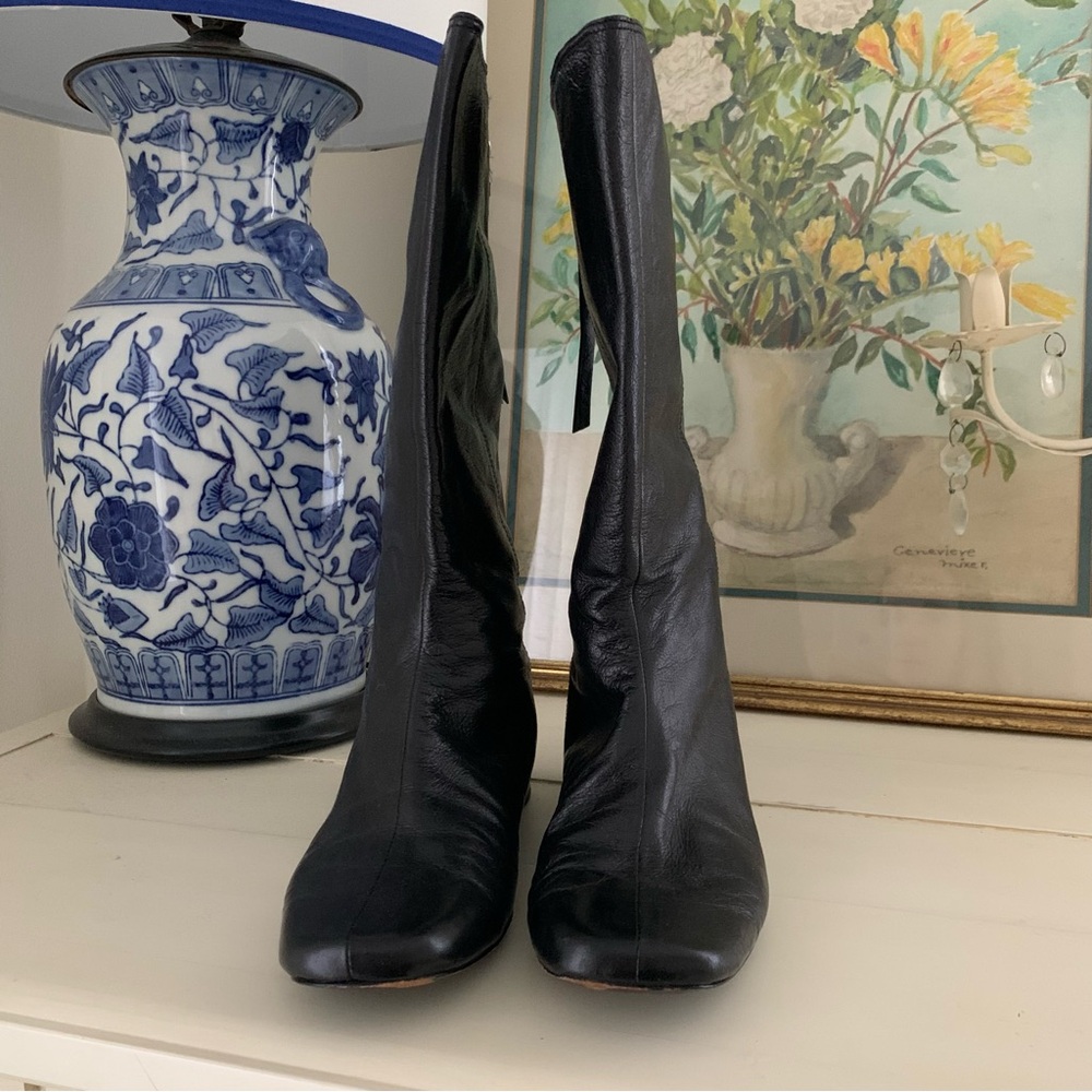 Coach Fionna Black Zipper Square Toe Riding Boots - Picture 3 of 6